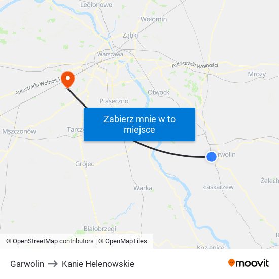 Garwolin to Kanie Helenowskie map