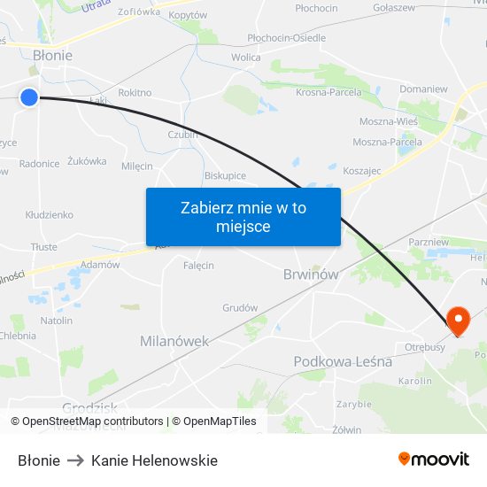 Błonie to Kanie Helenowskie map