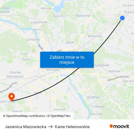 Jasienica Mazowiecka to Kanie Helenowskie map