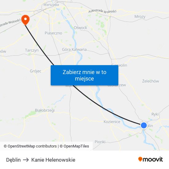 Dęblin to Kanie Helenowskie map