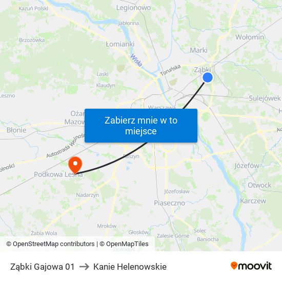 Ząbki Gajowa 01 to Kanie Helenowskie map