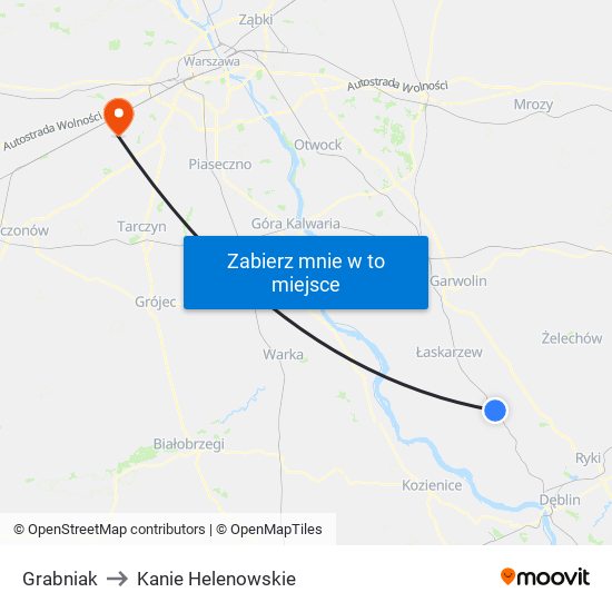 Grabniak to Kanie Helenowskie map