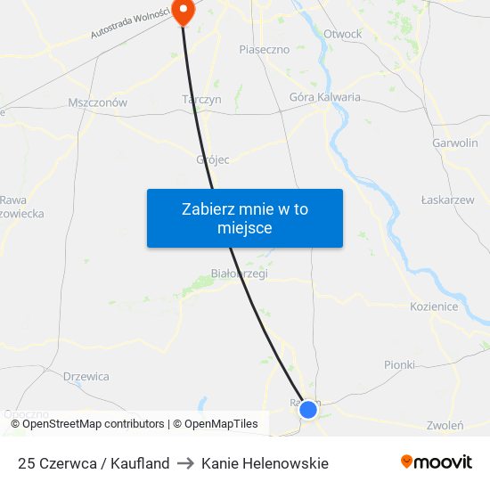 25 Czerwca / Kaufland to Kanie Helenowskie map