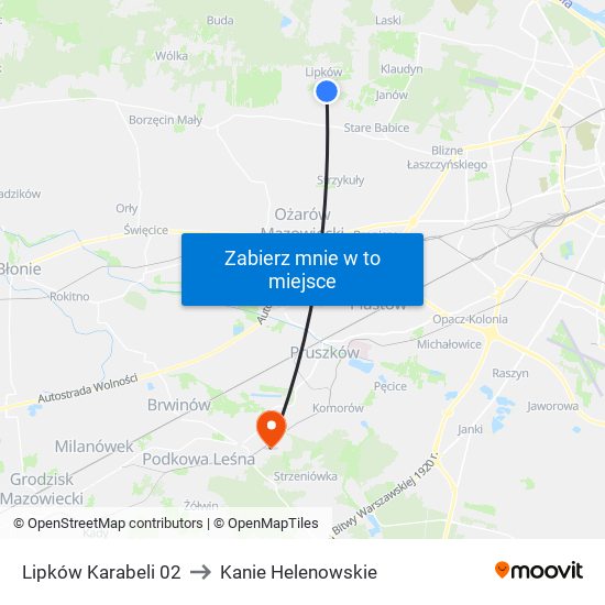 Lipków Karabeli 02 to Kanie Helenowskie map