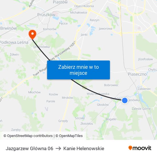 Jazgarzew Główna 06 to Kanie Helenowskie map