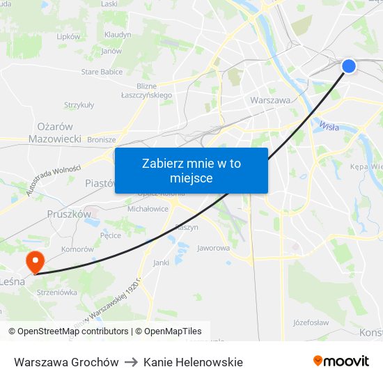 Warszawa Grochów to Kanie Helenowskie map