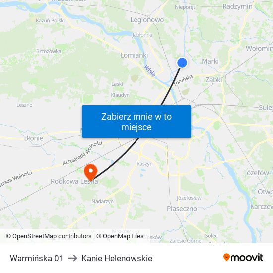 Warmińska 01 to Kanie Helenowskie map