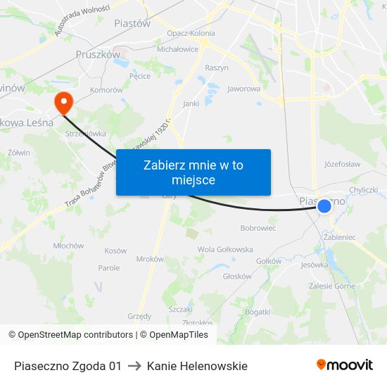 Piaseczno Zgoda to Kanie Helenowskie map