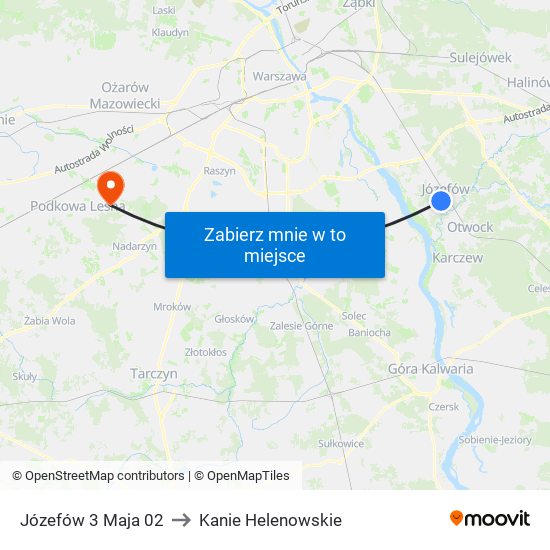 Józefów 3 Maja to Kanie Helenowskie map