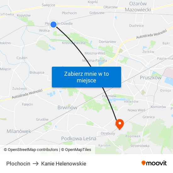 Płochocin to Kanie Helenowskie map