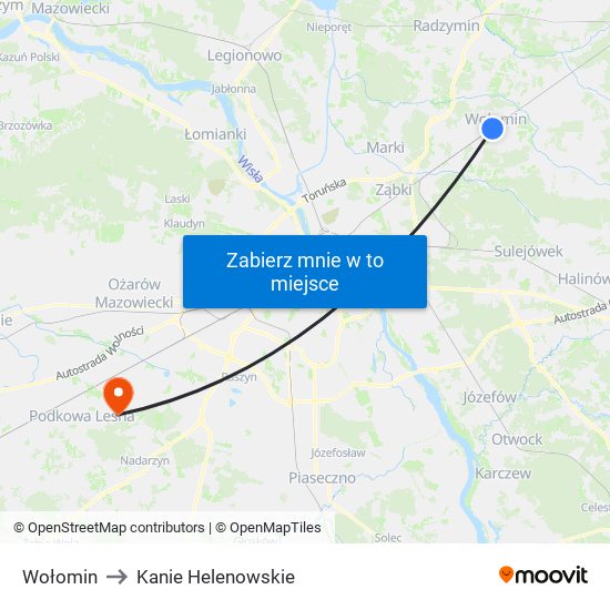 Wołomin to Kanie Helenowskie map