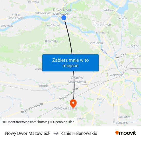 Nowy Dwór Mazowiecki to Kanie Helenowskie map