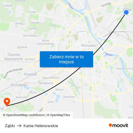 Ząbki to Kanie Helenowskie map