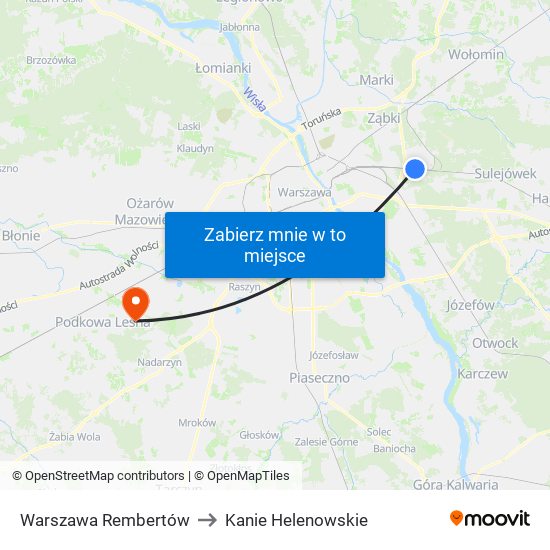 Warszawa Rembertów to Kanie Helenowskie map