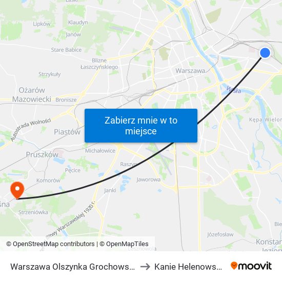 Warszawa Olszynka Grochowska to Kanie Helenowskie map