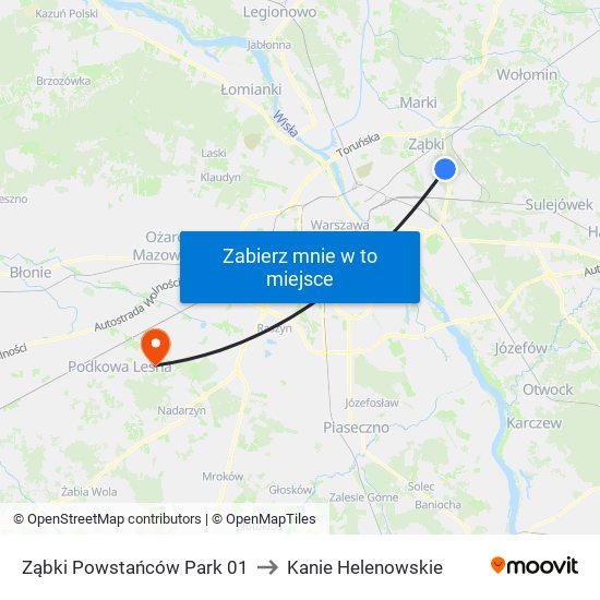 Ząbki Powstańców Park 01 to Kanie Helenowskie map