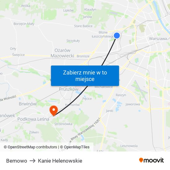 Bemowo to Kanie Helenowskie map