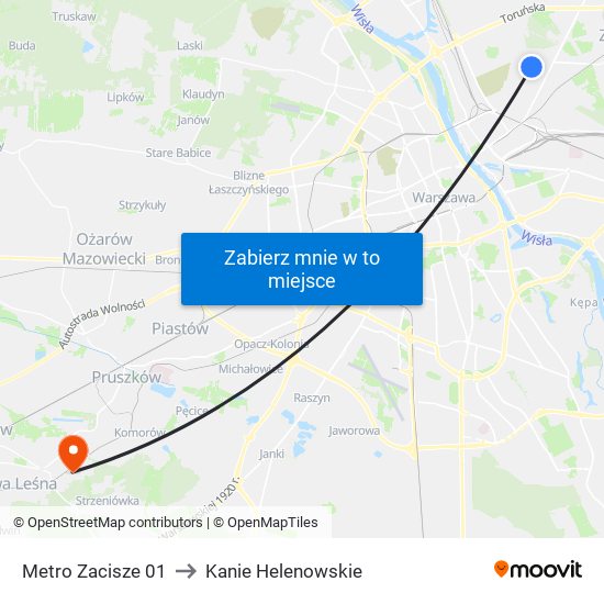 Metro Zacisze 01 to Kanie Helenowskie map