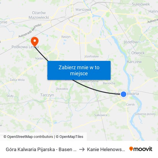 Góra Kalwaria Pijarska-Basen to Kanie Helenowskie map