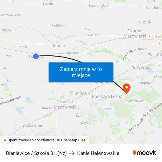 Bieniewice / Szkoła 01 (Nż) to Kanie Helenowskie map