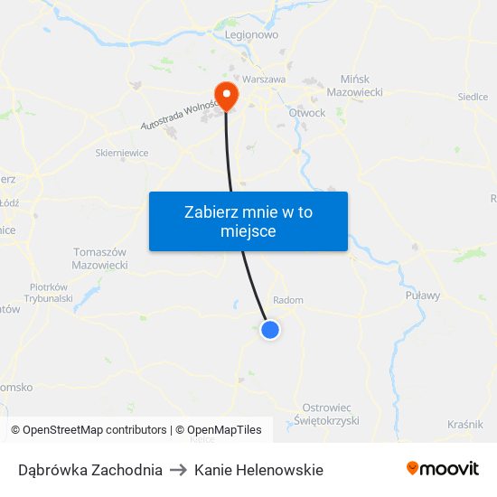 Dąbrówka Zachodnia to Kanie Helenowskie map