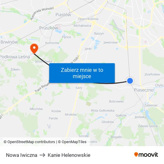 Nowa Iwiczna to Kanie Helenowskie map