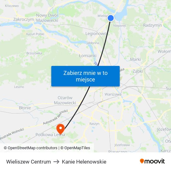 Wieliszew Centrum to Kanie Helenowskie map