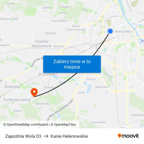 Zajezdnia Wola 03 to Kanie Helenowskie map