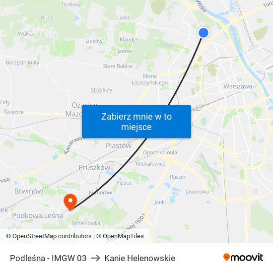 Podleśna-Imgw to Kanie Helenowskie map