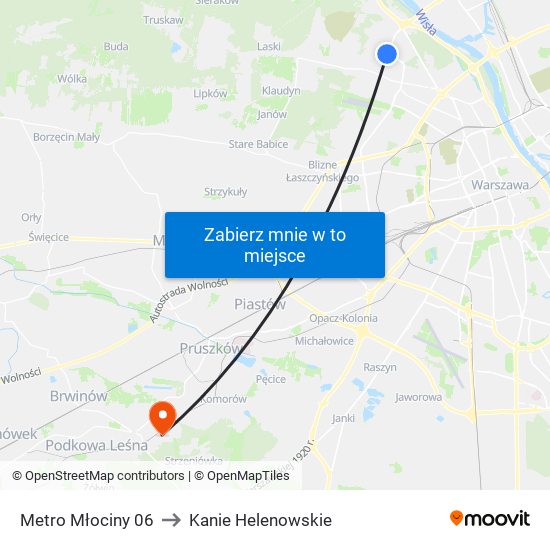 Metro Młociny 06 to Kanie Helenowskie map