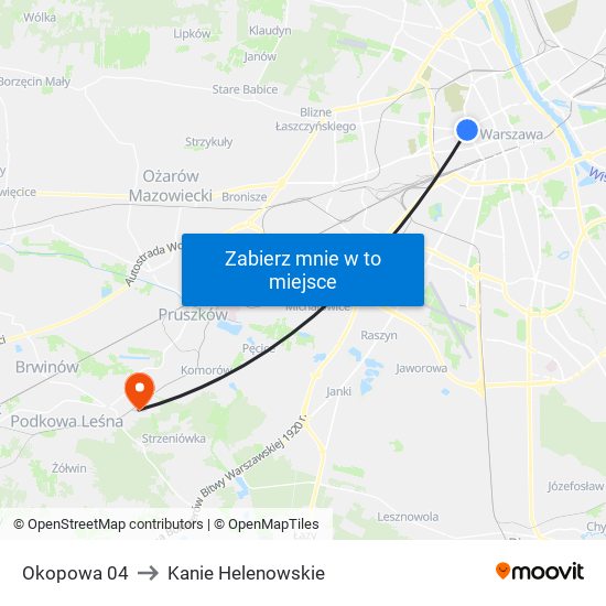 Okopowa to Kanie Helenowskie map