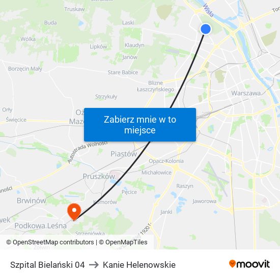 Szpital Bielański 04 to Kanie Helenowskie map