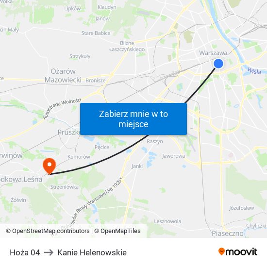 Hoża to Kanie Helenowskie map