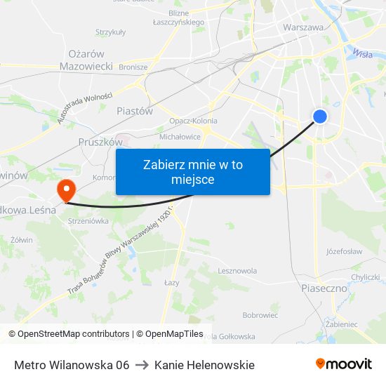 Metro Wilanowska 06 to Kanie Helenowskie map