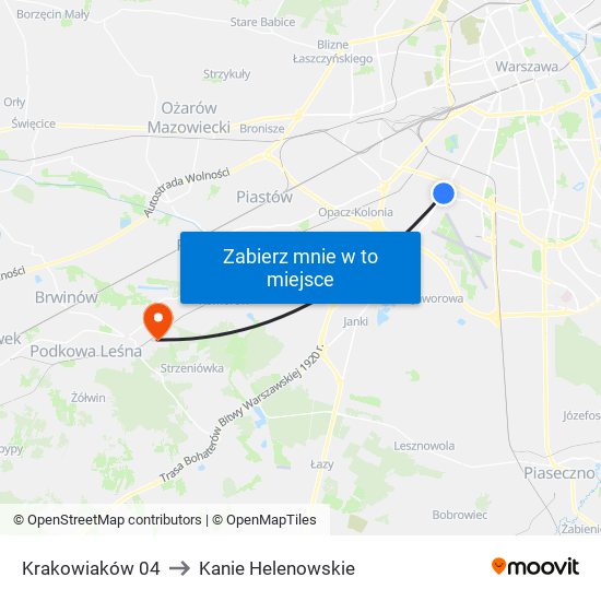 Krakowiaków 04 to Kanie Helenowskie map