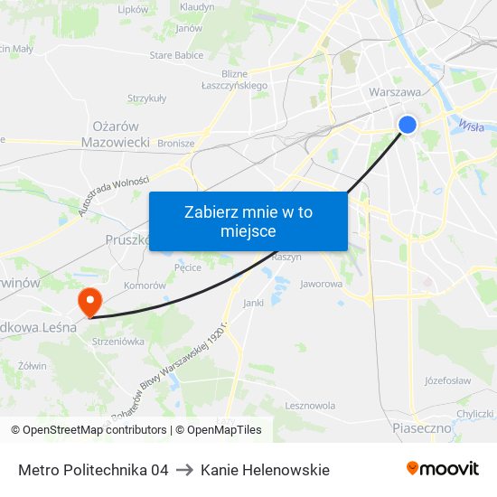 Metro Politechnika 04 to Kanie Helenowskie map