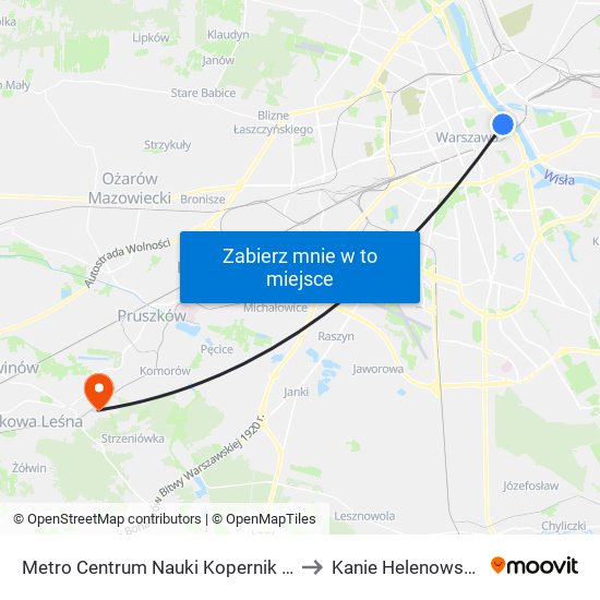 Metro Centrum Nauki Kopernik 04 to Kanie Helenowskie map