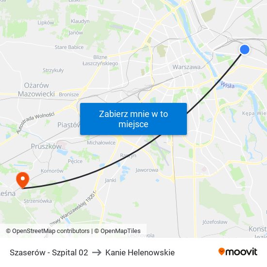 Szaserów - Szpital 02 to Kanie Helenowskie map