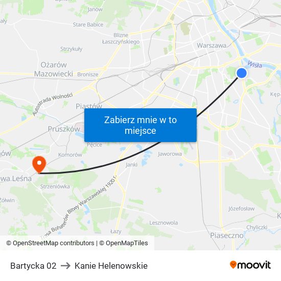 Bartycka to Kanie Helenowskie map