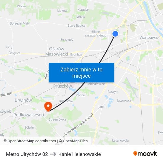 Metro Ulrychów 02 to Kanie Helenowskie map