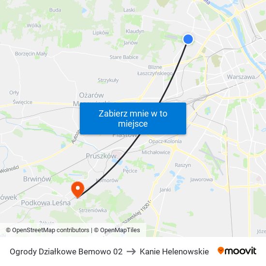 Ogrody Działkowe Bemowo 02 to Kanie Helenowskie map