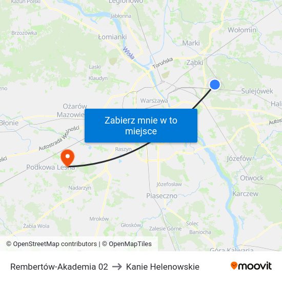 Rembertów-Akademia to Kanie Helenowskie map