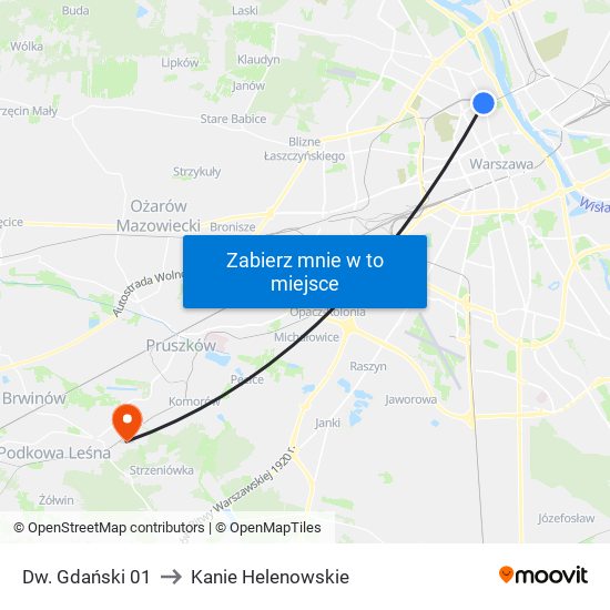 Dw. Gdański 01 to Kanie Helenowskie map