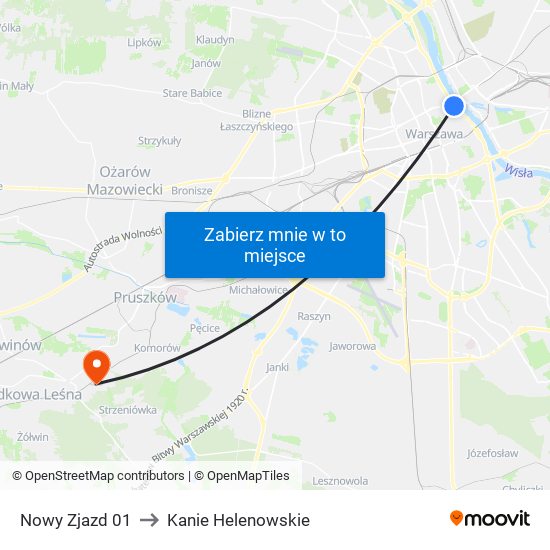 Nowy Zjazd 01 to Kanie Helenowskie map