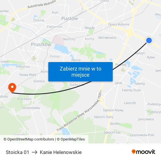 Stoicka to Kanie Helenowskie map