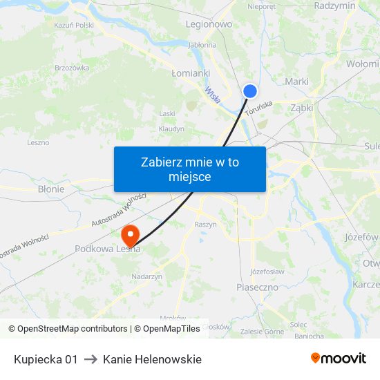 Kupiecka to Kanie Helenowskie map