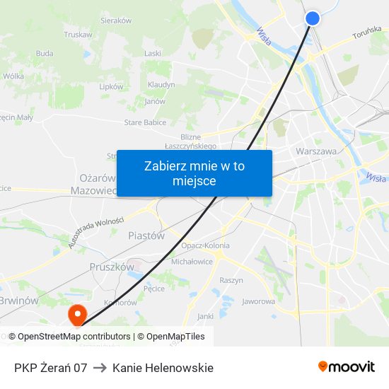 PKP Żerań 07 to Kanie Helenowskie map