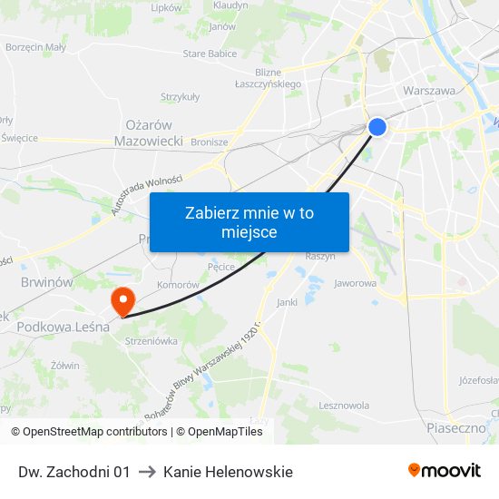 Dw. Zachodni 01 to Kanie Helenowskie map