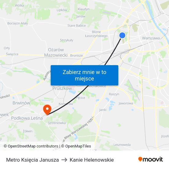 Metro Księcia Janusza to Kanie Helenowskie map