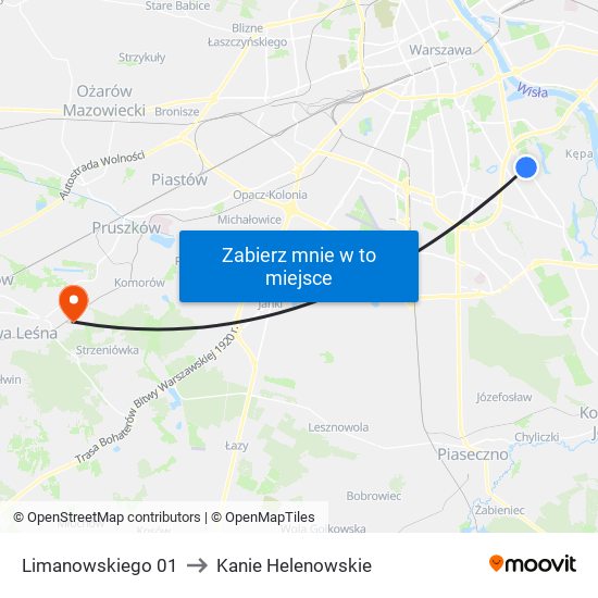 Limanowskiego 01 to Kanie Helenowskie map